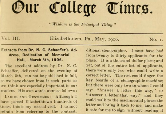 Elizabethtown College newspaper database brings past to the present