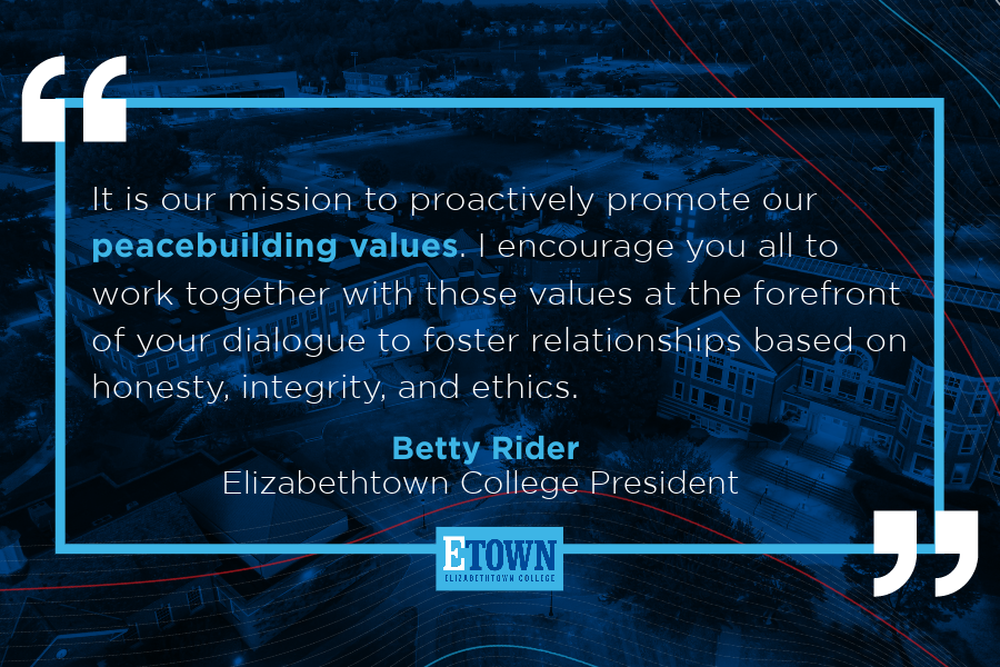 A Message from Elizabethtown College President Betty Rider on War, Violence, and Devastation in Israel and Gaza