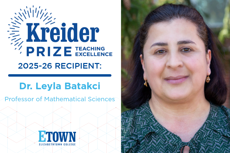 Elizabethtown College Announces 2025-26 Kreider Prize for Teaching Excellence Recipient